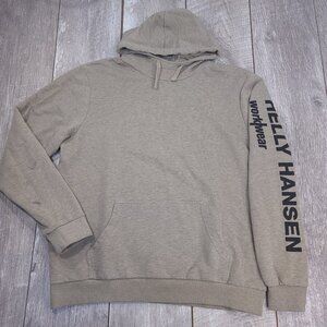 Helly Hansen Hoodie Mens XXL Brown Workwear Graphic Kangaroo Hoody Pullover
